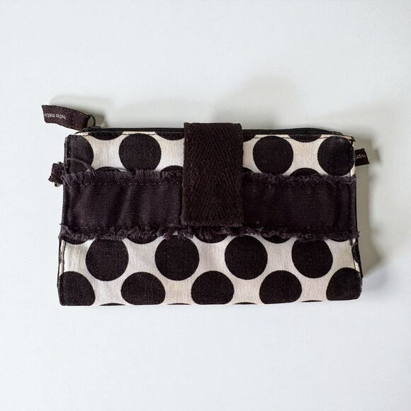 Thirty One Retro Metro Fold Up Wallet Black And White Polka Dot Print Cards Cash - Picture 1 of 10